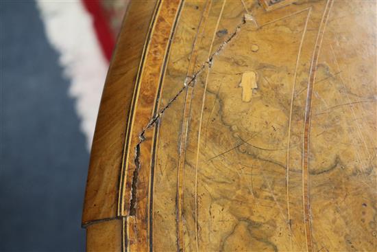 A Victorian walnut demi lune card table W.93cm